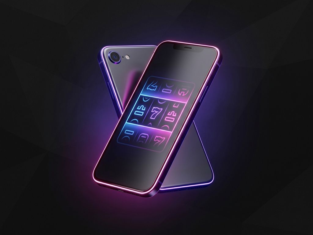 Glowing smartphone with casino app on dark surface